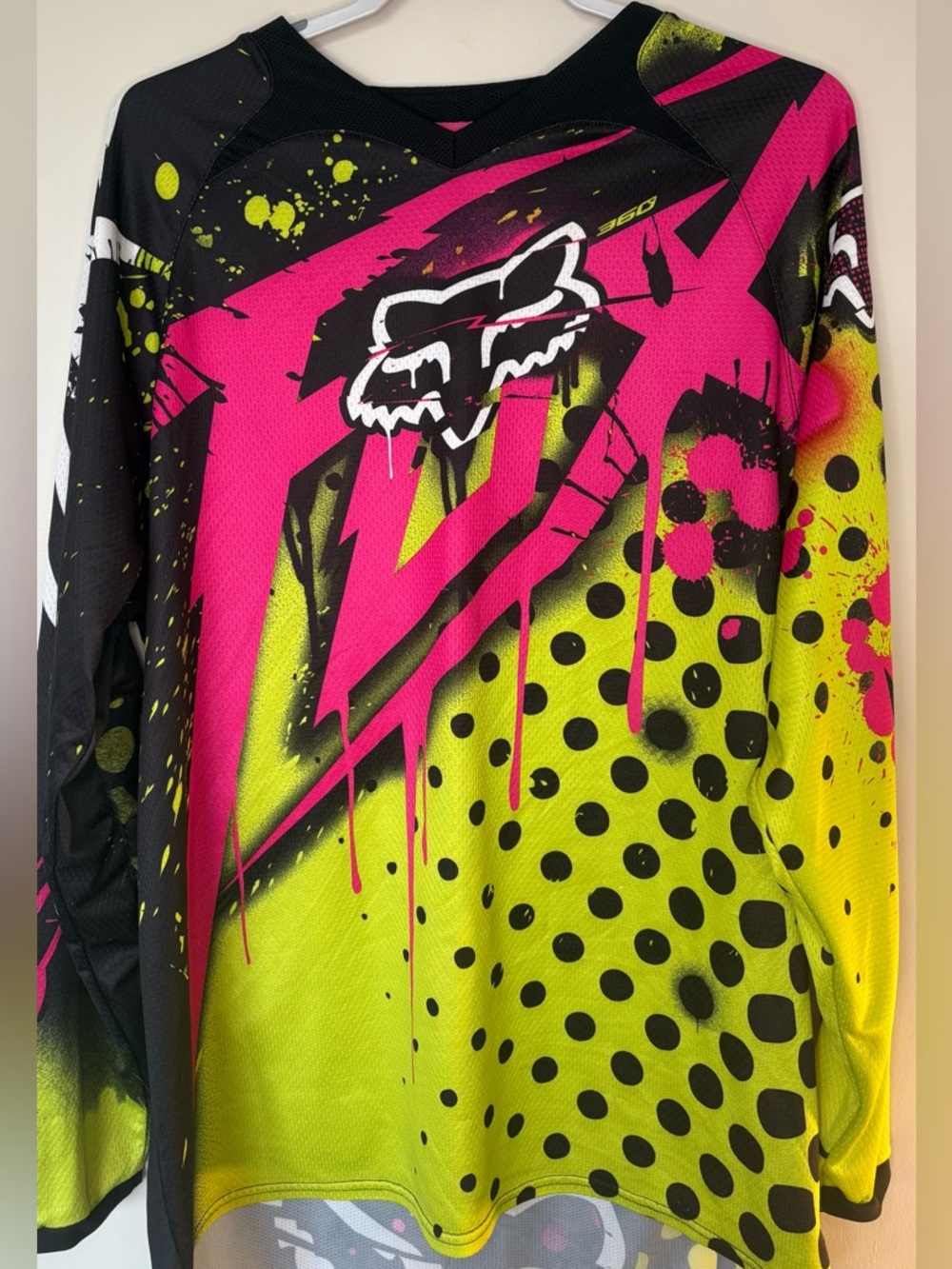 Fox Neon Pink and Lime Graphic Long Sleeve Jersey